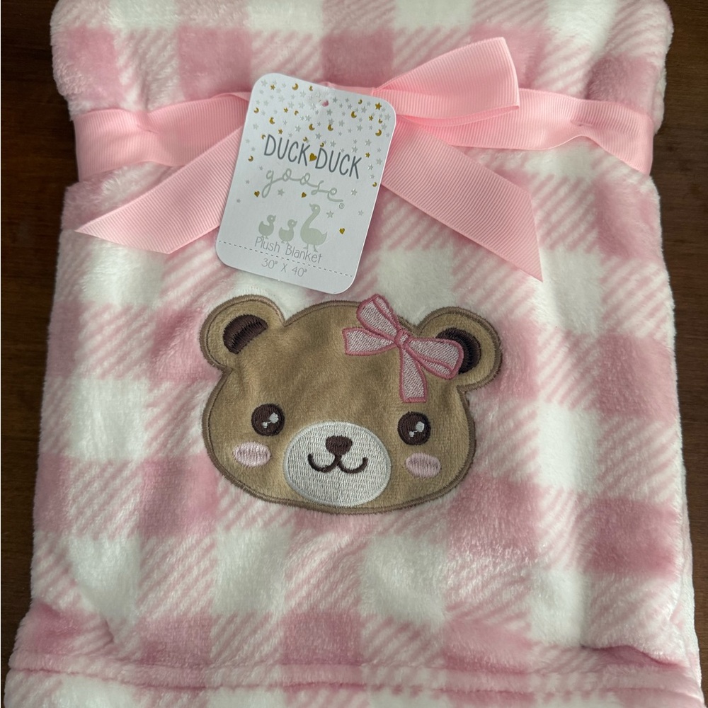 Pink Plaid Baby Blanket, NWT